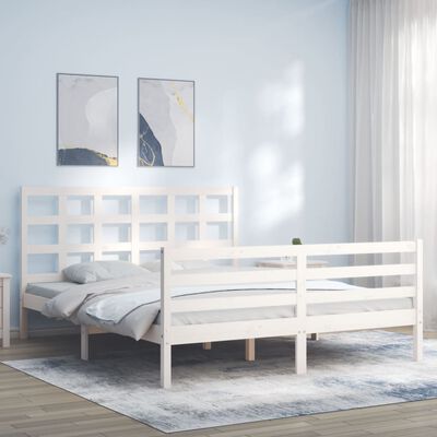 vidaXL Cadre de lit sans matelas blanc bois de pin massif