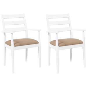 vidaXL Chaises de salle &agrave; manger avec coussins 2 pcs blanc