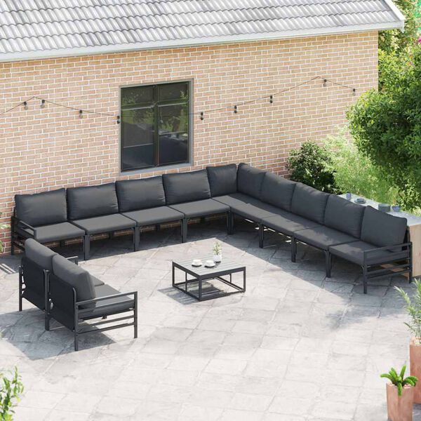 vidaXL Ensemble de canap&eacute; de jardin avec coussin Anthracite Acier
