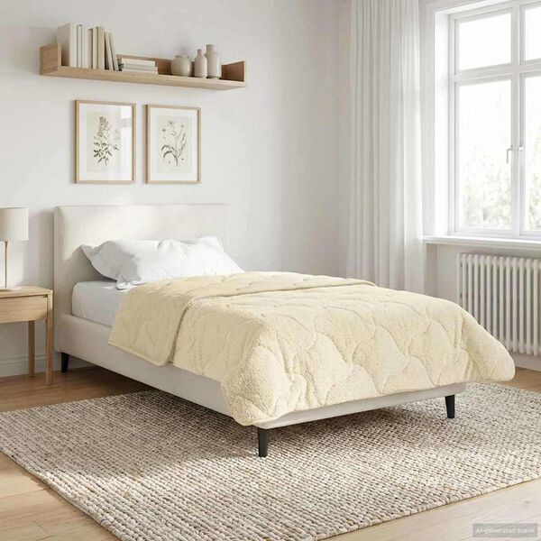 vidaXL Duvet d'hiver Cr&egrave;me 140 x 200 cm Microfibre et polaire Teddy