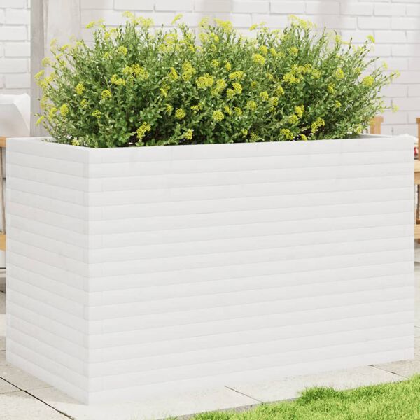 vidaXL Jardini&egrave;re blanc 110x60x68,5 cm bois de pin massif