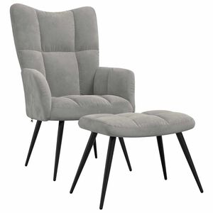 vidaXL Chaise de relaxation avec tabouret Gris clair Velours