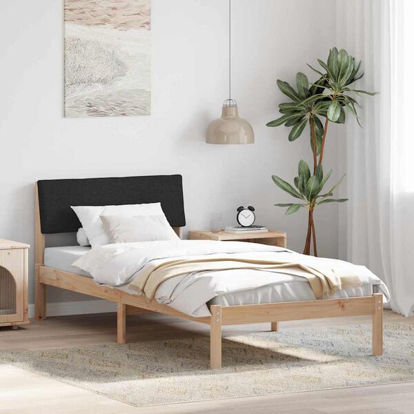 vidaXL Cadre de lit Marron et noir 90 x 200 cm Bois massif en pin