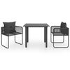 vidaXL Ensemble &agrave; manger de jardin 3 pcs PVC r&eacute;sine tress&eacute;e noir