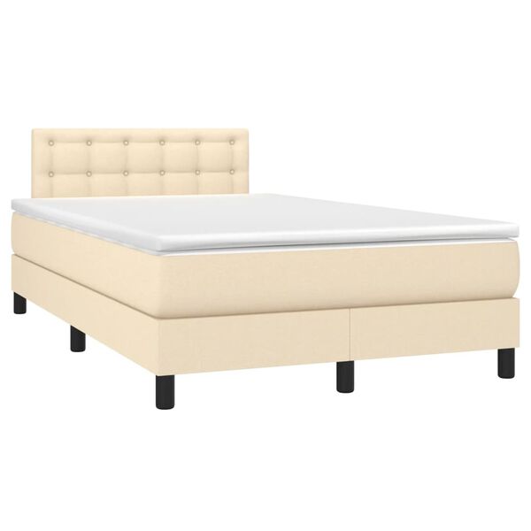 vidaXL Sommier &agrave; lattes de lit avec matelas cr&egrave;me 120x190 cm tissu