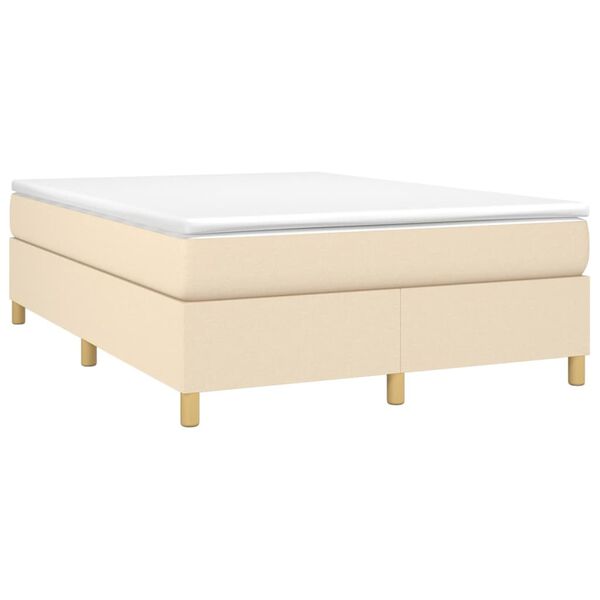 vidaXL Sommier &agrave; lattes de lit avec matelas Cr&egrave;me 140x200 cm Tissu