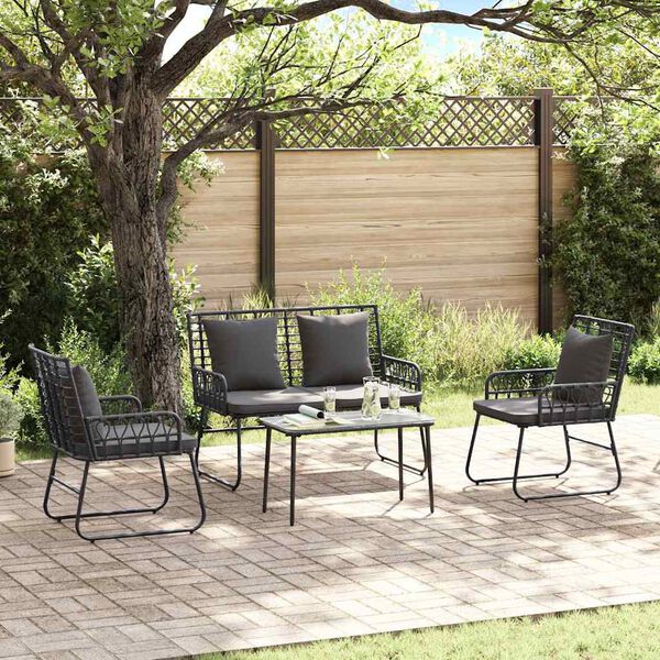 vidaXL Ensemble de salle &agrave; manger pour jardin 3 pcs Noir et anthracite