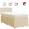 vidaXL Sommier &agrave; lattes de lit avec matelas Cr&egrave;me 90x200 cm Tissu