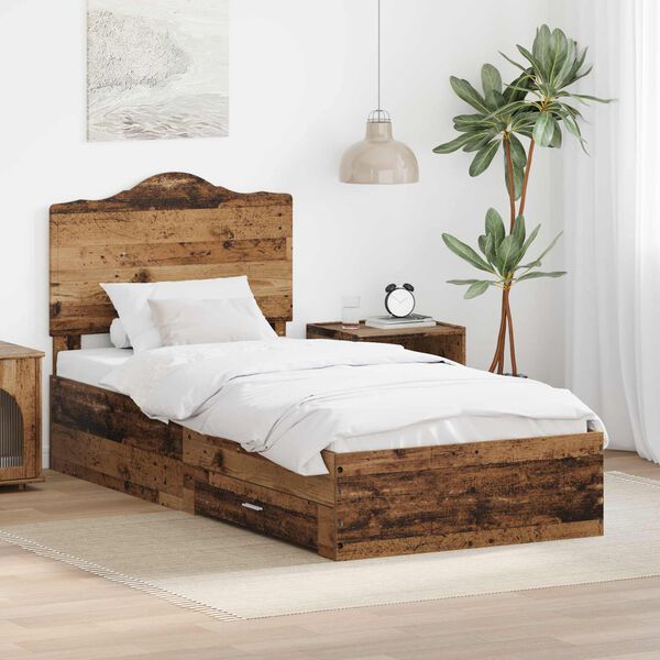 vidaXL Cadre de lit Bois ancien 90 x 200 cm Bois d'ing&eacute;nierie