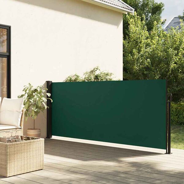 vidaXL Auvent latéral rétractable vert foncé 140x300 cm