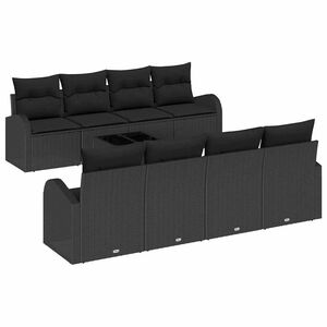 vidaXL Ensemble de canap&eacute; de jardin 9 pi&egrave;ces 8-Nombre de places Noir