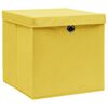 vidaXL Bo&icirc;tes de rangement avec couvercles 10 pcs 28x28x28 cm Jaune
