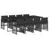 vidaXL Ensemble &agrave; manger de jardin 9pcs coussins noir r&eacute;sine tress&eacute;e