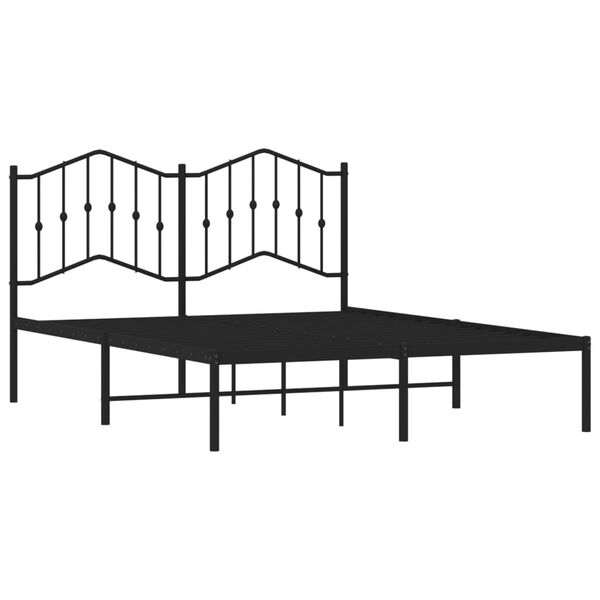 vidaXL Cadre de lit m&eacute;tal sans matelas avec t&ecirc;te de lit noir 140x190cm