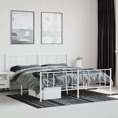 vidaXL Cadre de lit métal sans matelas et pied de lit blanc 193x203 cm