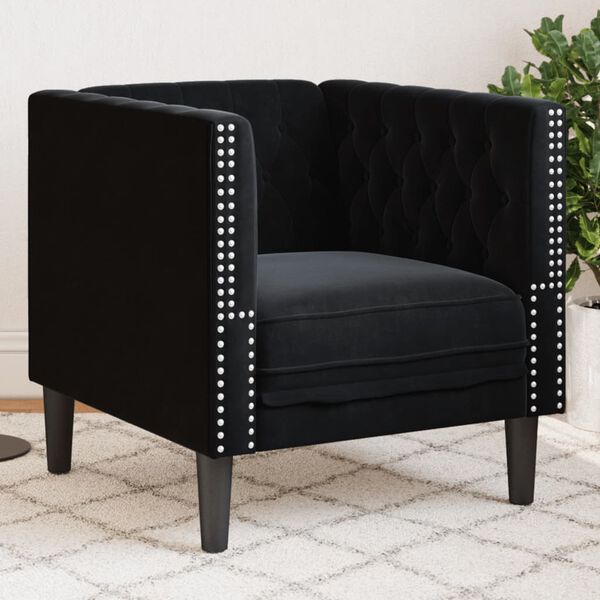 vidaXL Fauteuil Chesterfield noir velours