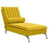 vidaXL Chaise longue de massage avec traversin jaune velours
