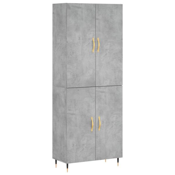 vidaXL Buffet haut Gris b&eacute;ton 69,5x34x180 cm Bois d'ing&eacute;nierie