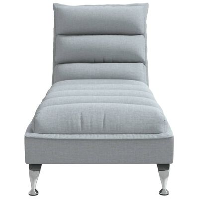 vidaXL Chaise longue avec coussins gris clair tissu