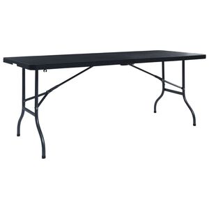 vidaXL Table pliable de jardin Noir 180x75x72 cm PEHD Imitation rotin