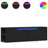 vidaXL Meuble TV mural avec lumi&egrave;res LED noir 135x31x39,5 cm