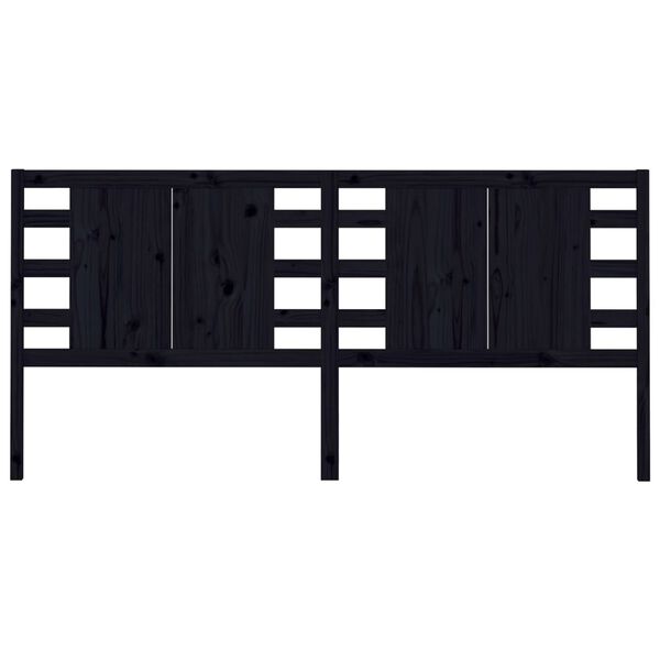 vidaXL T&ecirc;te de lit Noir 126x4x100 cm Bois massif de pin