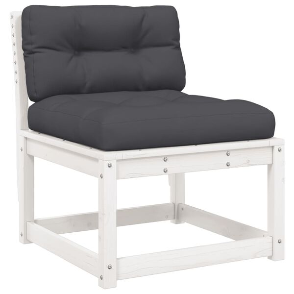 vidaXL Canap&eacute; de jardin avec coussins blanc bois de pin solide