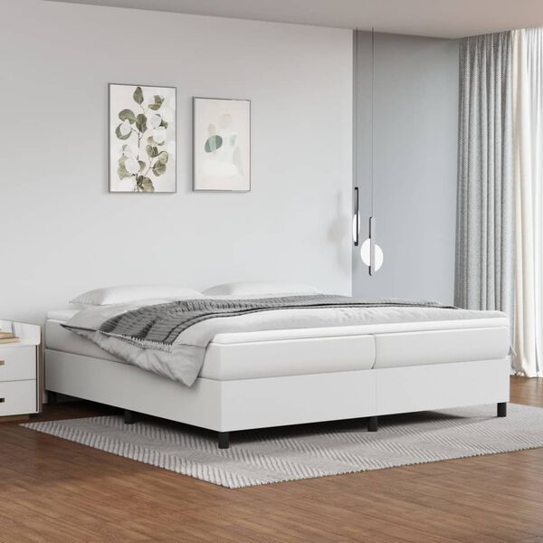 vidaXL Sommier &agrave; lattes de lit avec matelas Blanc 200x200cm Similicuir