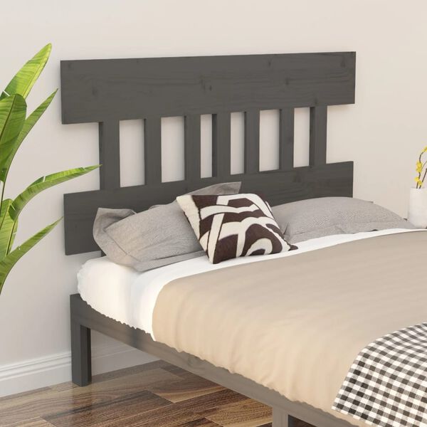 vidaXL T&ecirc;te de lit Gris 203,5x3x81 cm Bois massif de pin