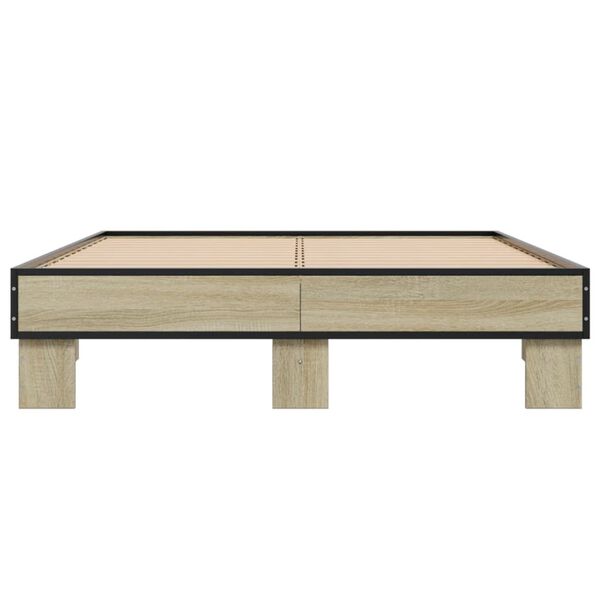 vidaXL Cadre de lit sans matelas ch&ecirc;ne sonoma 135x190 cm