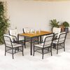 vidaXL Ensemble &agrave; manger de jardin coussins 7pcs Noir R&eacute;sine tress&eacute;e