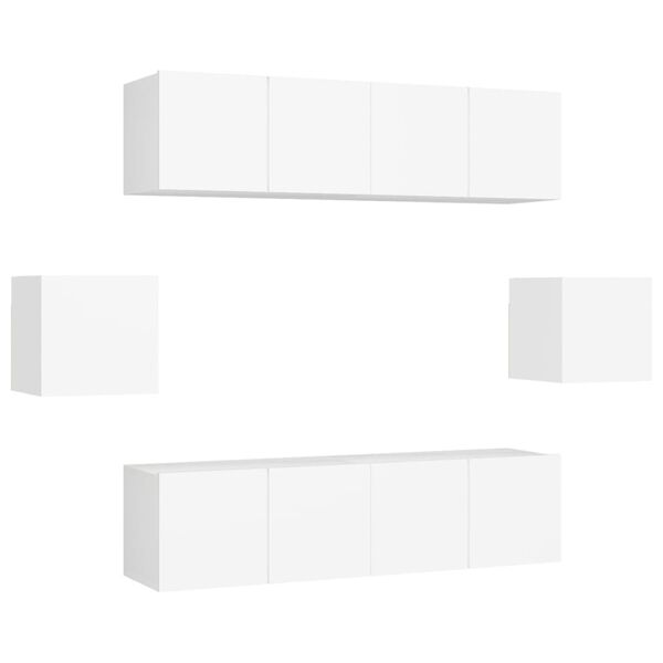 vidaXL Ensemble de meubles TV 6 pcs Blanc Bois d'ing&eacute;nierie