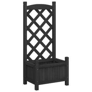 vidaXL Jardini&egrave;re avec treillis noir bois massif de sapin
