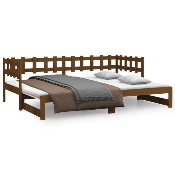 vidaXL Lit coulissant sans matelas marron miel 2x(90x190) cm