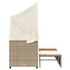 vidaXL Canapé de jardin 3 places avec auvent et tabourets beige rotin