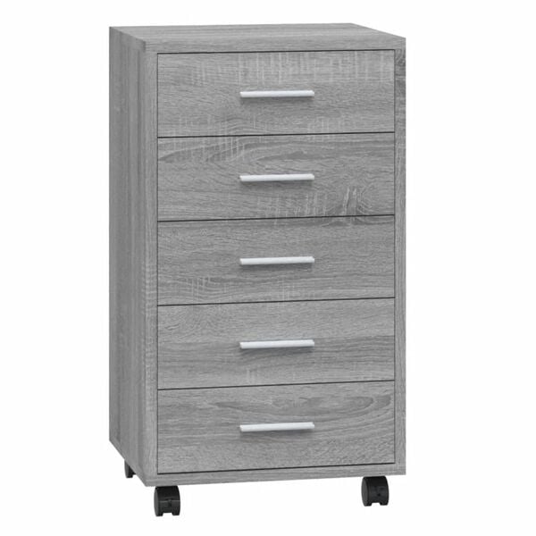 vidaXL Armoire à tiroirs avec roulettes Sonoma gris Bois d'ingénierie