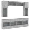 vidaXL Ensemble de meubles TV muraux 6pcs et lumi&egrave;res LED gris b&eacute;ton