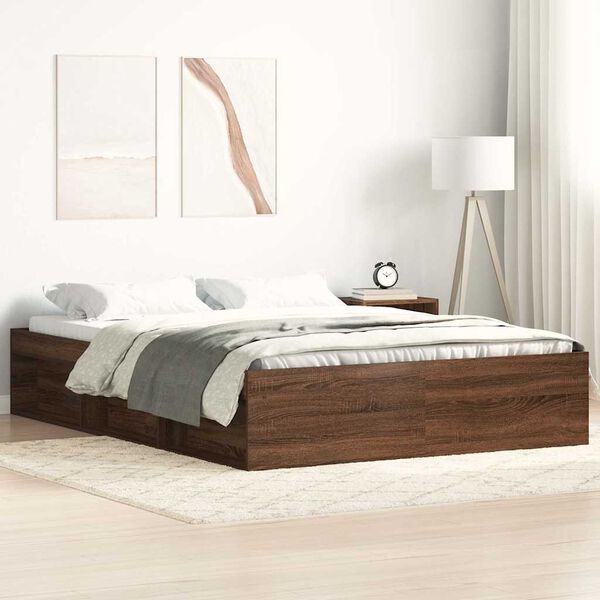 vidaXL Cadre de lit ch&ecirc;ne marron 135x190 cm double
