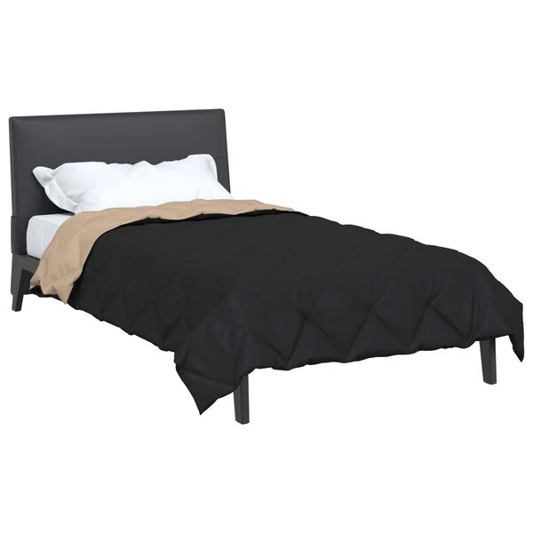 vidaXL Duvet d'&eacute;t&eacute; simple Noir et Taupe 200 x 135 cm Microfibre
