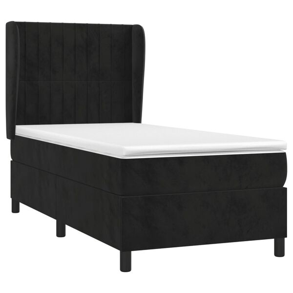 vidaXL Sommier &agrave; lattes de lit et matelas Noir 80x200 cm Velours