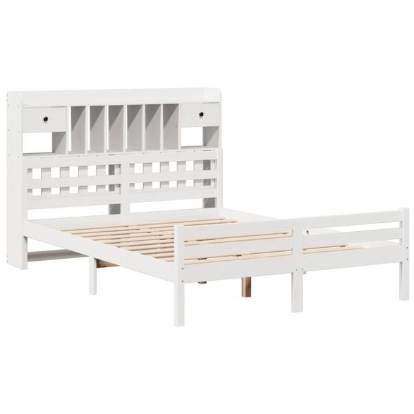vidaXL Lit biblioth&egrave;que sans matelas blanc 150x200 cm bois pin massif