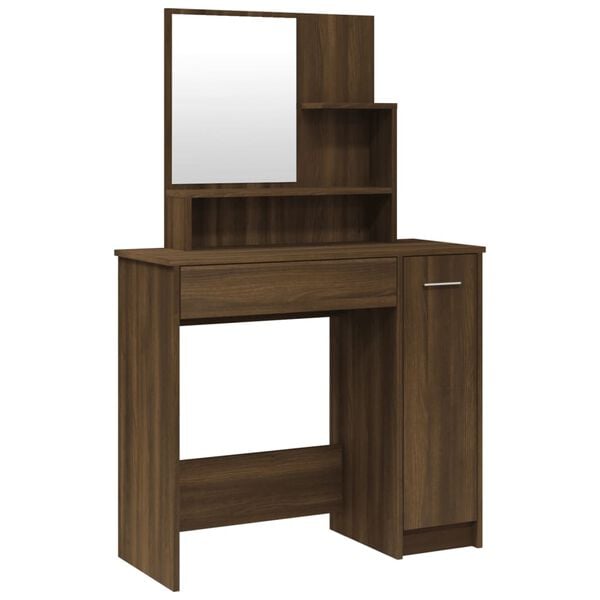 vidaXL Coiffeuse avec miroir Chêne marron 86,5x35x136 cm
