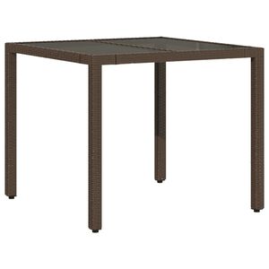 vidaXL Table de jardin avec dessus en verre marron r&eacute;sine tress&eacute;e