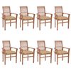 vidaXL Chaises &agrave; manger lot de 8 avec coussins beige Bois teck solide