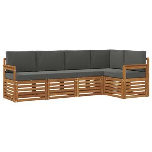 vidaXL Ensemble de canap&eacute;s d'ext&eacute;rieur 5 pc Naturel et Anthracite