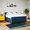 vidaXL Sommier &agrave; lattes de lit avec matelas Bleu 200x200 cm Tissu
