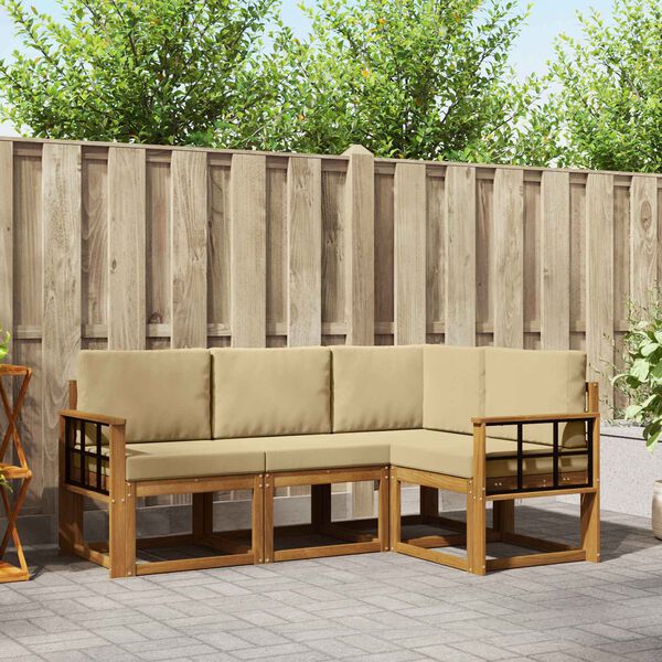 vidaXL Ensemble de canap&eacute;s d'ext&eacute;rieur 4 pcs Naturel et Beige