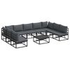 vidaXL Ensemble de canap&eacute; de jardin avec coussin 10 pcs Noir Aluminium