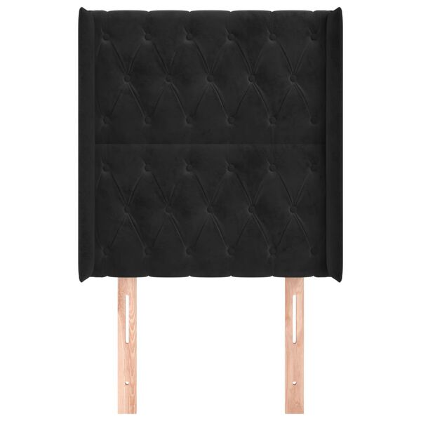 vidaXL T&ecirc;te de lit avec oreilles Noir 83x16x118/128 cm Velours