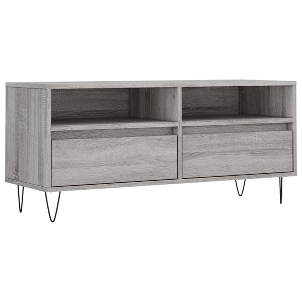 vidaXL Meuble TV sonoma gris 100x34,5x44,5 cm bois d'ing&eacute;nierie